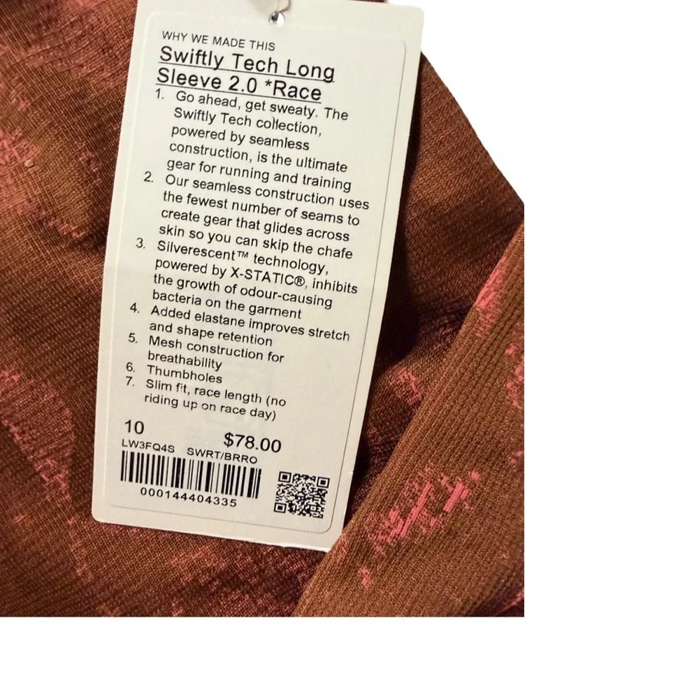 Lululemon Athletica Brown and Pink Long Sleeve Top-size 10 NWT - Picture 8 of 8